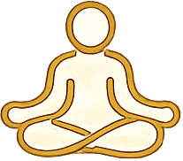 Glowing outline of a person sitting cross‑legged in a lotus meditation pose, symbolizing mindfulness.